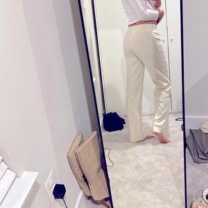 WHBM silk lined white pinstripe work pants